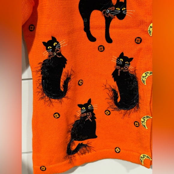 NEW Design Options by Philip and Jane Gordon Black Cat Cardigan Size M - Picture 4 of 14